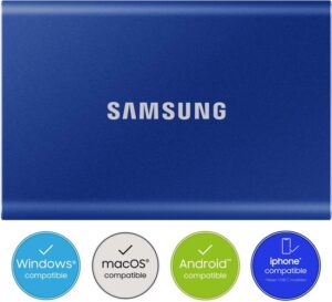 Samsung Portable T7 - Externe SSD - USB 3.2 Gen 2 USB-C - SSD - 2TB - Blauw